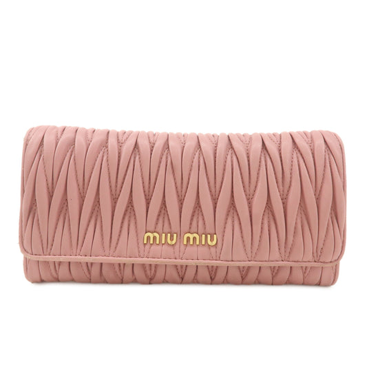 MIU-MIU-Leather-Bi-fold-Pleated-Long-Wallet-Pink