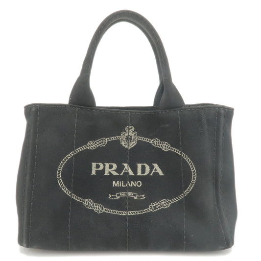 PRADA-Canapa-Mini-Canvas-Hand-Bag-Purse-Black
