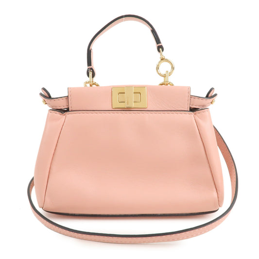 FENDI-Micro-Peekaboo-Leather-2Way-Bag-Hand-Bag-Pink-8M0355