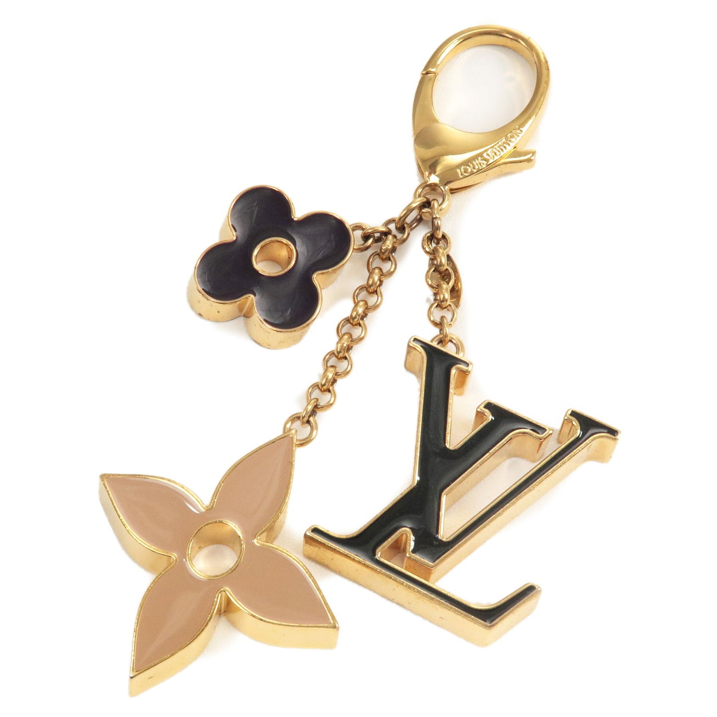 Louis-Vuitton-Fleur-de-Monogram-LV-Logo-Bag-Charm-Gold-M67119