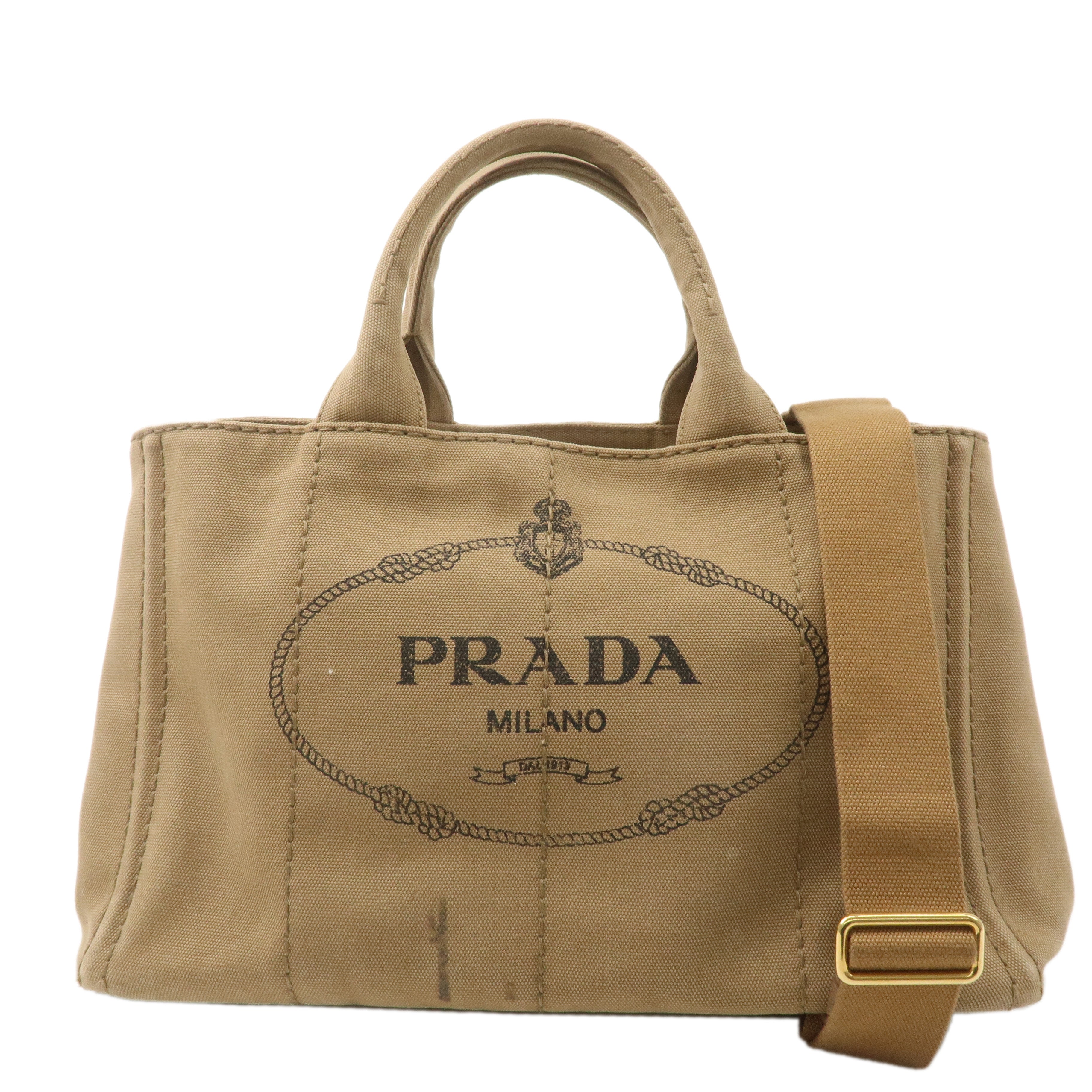 Prada logo cheap canvas tote