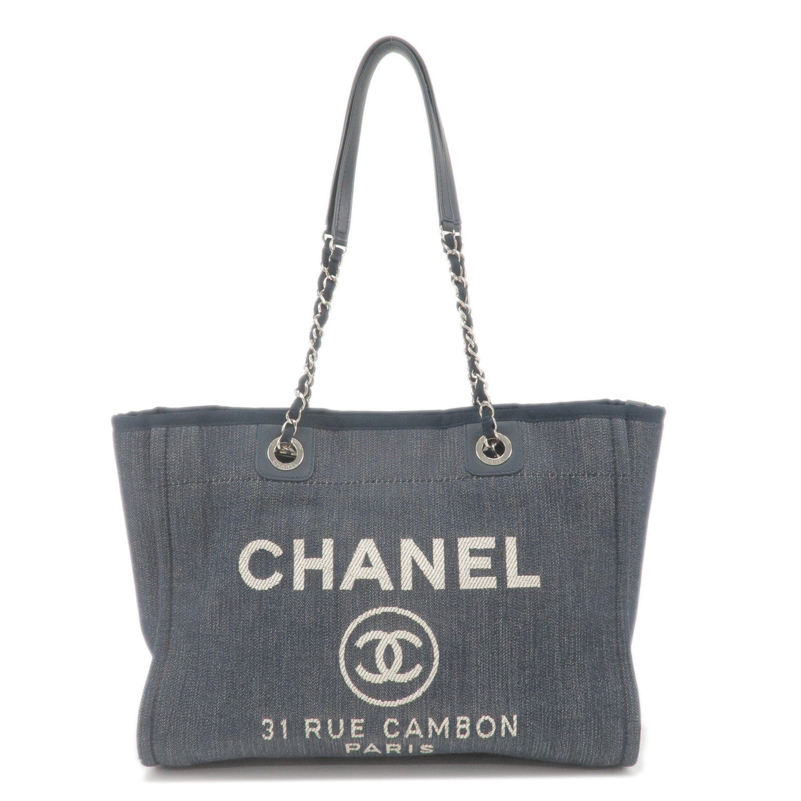 CHANEL-Deauville-MM-Denim-Leather-Chain-Tote-Bag-Navy-A67001 – dct