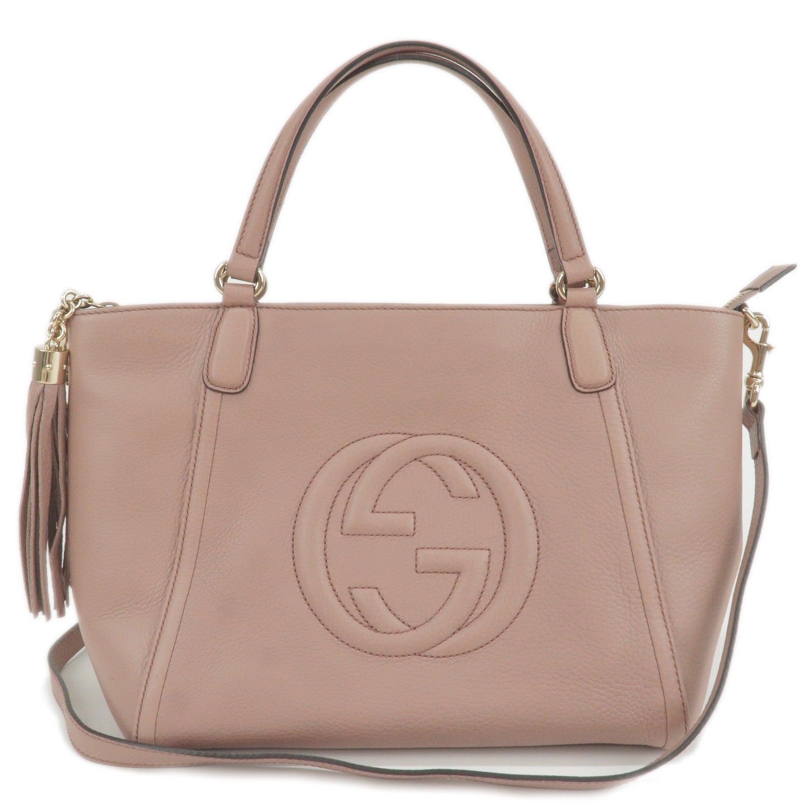 GUCCI-SOHO-Interlocking-G-Leather-2Way-Hand-Bag-Pink-369176