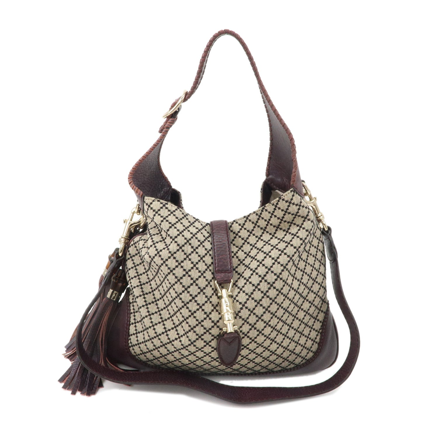 GUCCI-Diamante-New-Jackie-Bamboo-Canvas-Leather-Shoulder-Bag-246907