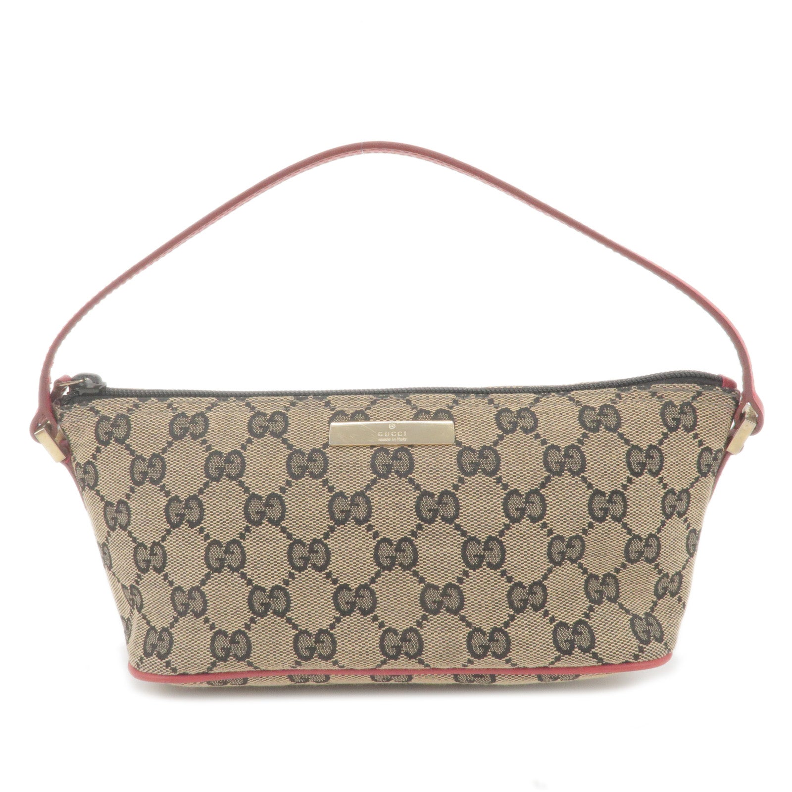 GUCCI-GG-Canvas-Leather-Boat-Bag-Hand-Bag-Black-Red-039.1103