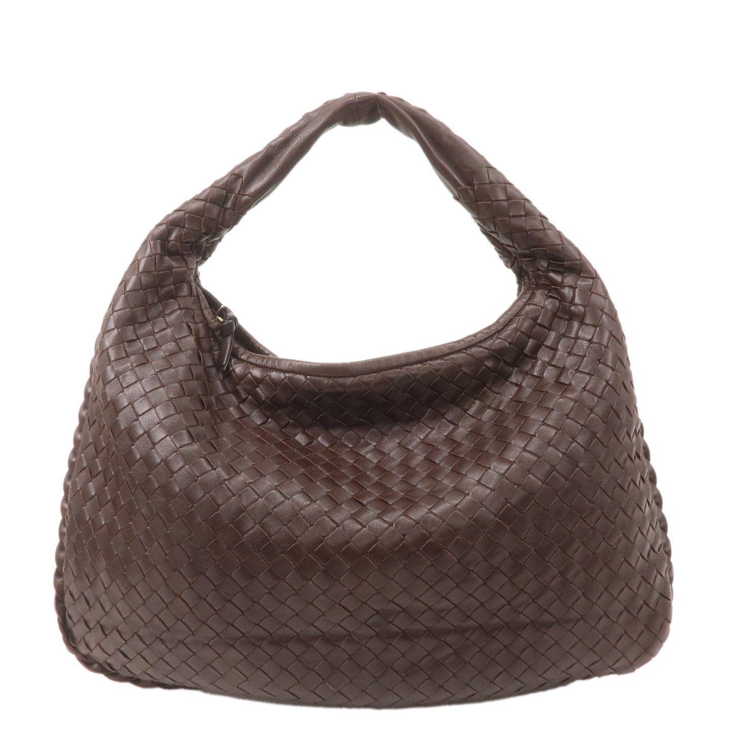 BOTTEGA VENETA Intrecciato Leather Hobo Shoulder Bag Brown 115653