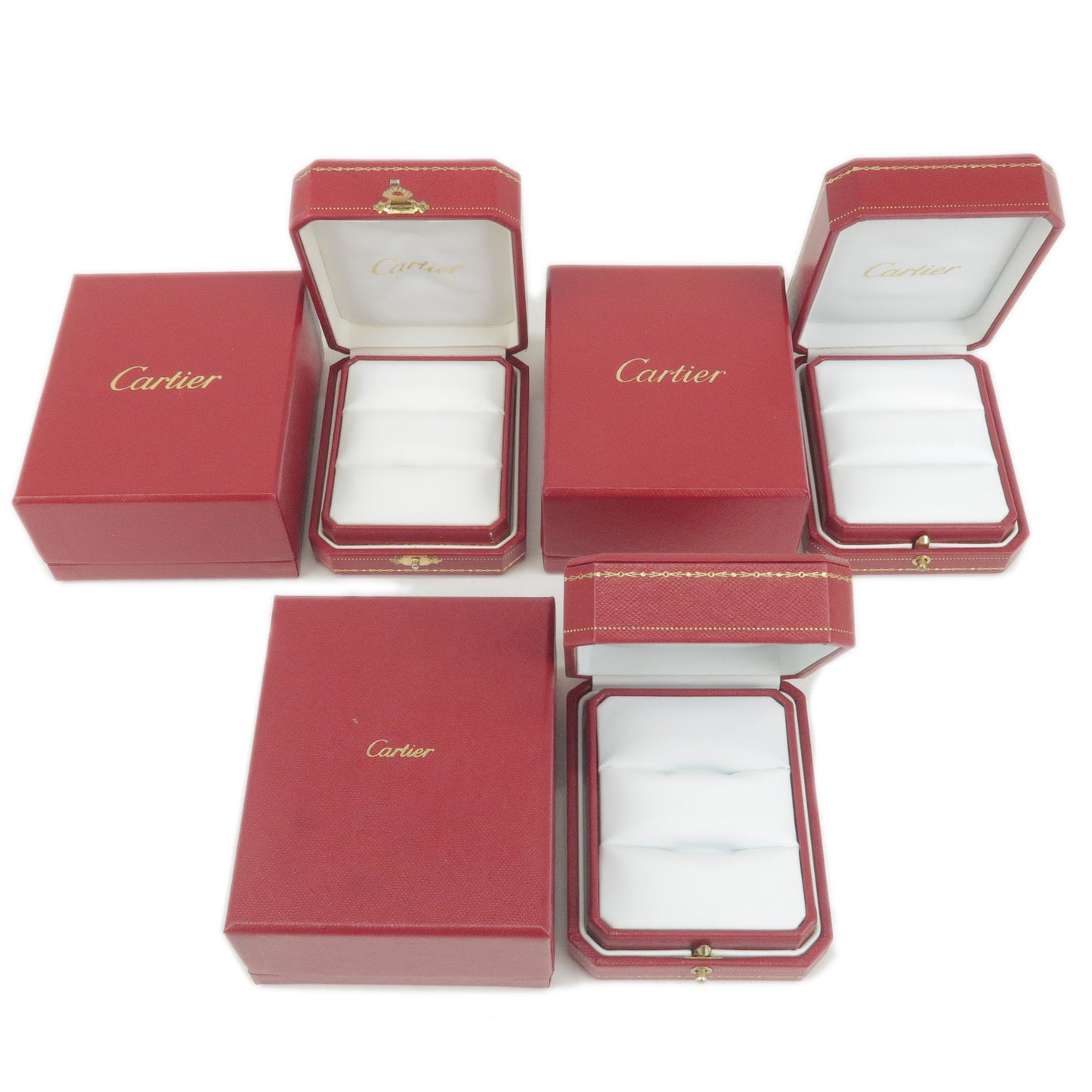 Cartier-Set-of-3-Pairs-Ring-Box-Jewelry-Box-For-Ring-Red