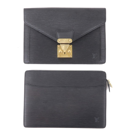 Louis-Vuitton-Set-of-2-Epi-Clutch-Bag-Black-M52612-M52522