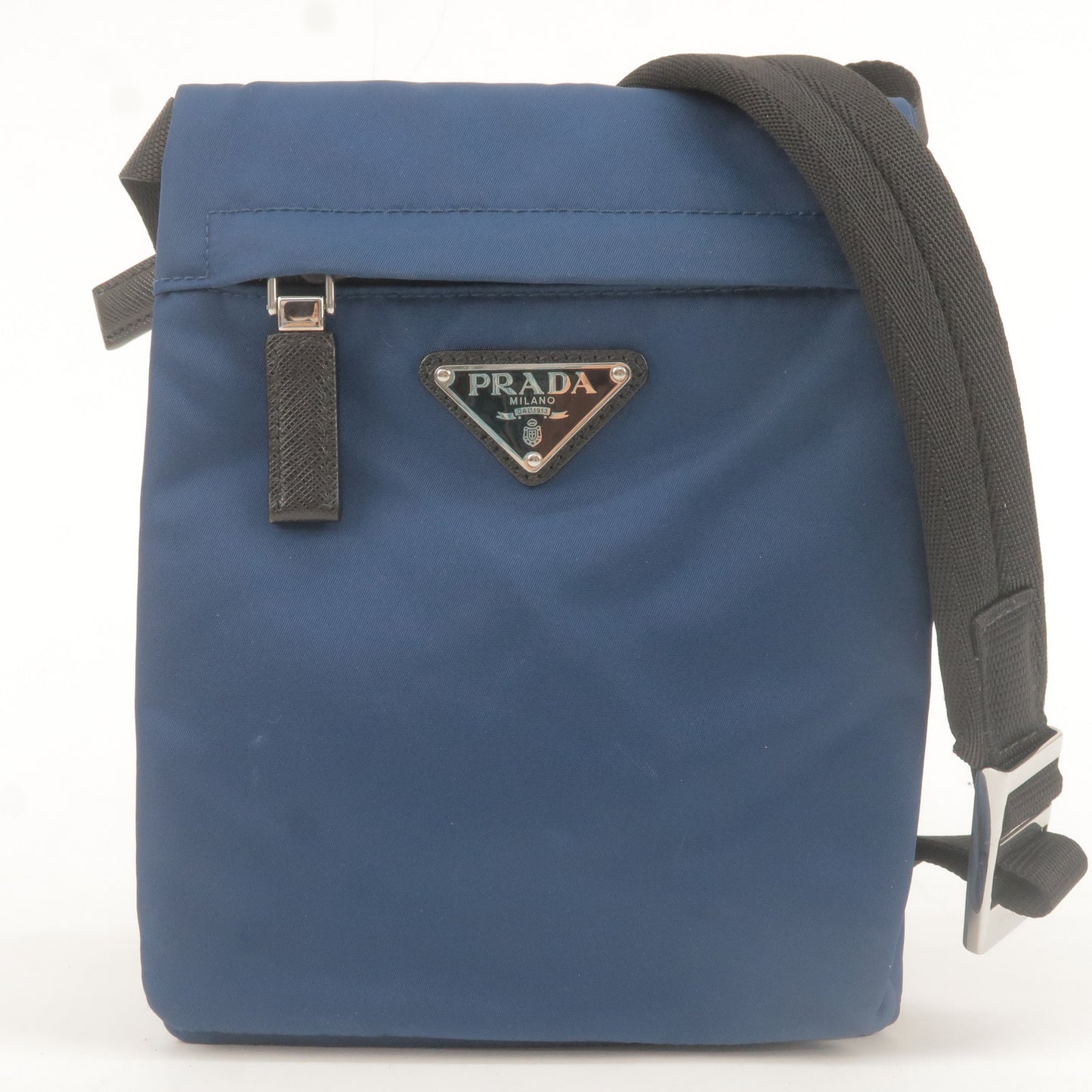PRADA Nylon Leather Shoulder Bag Purse Blue Black