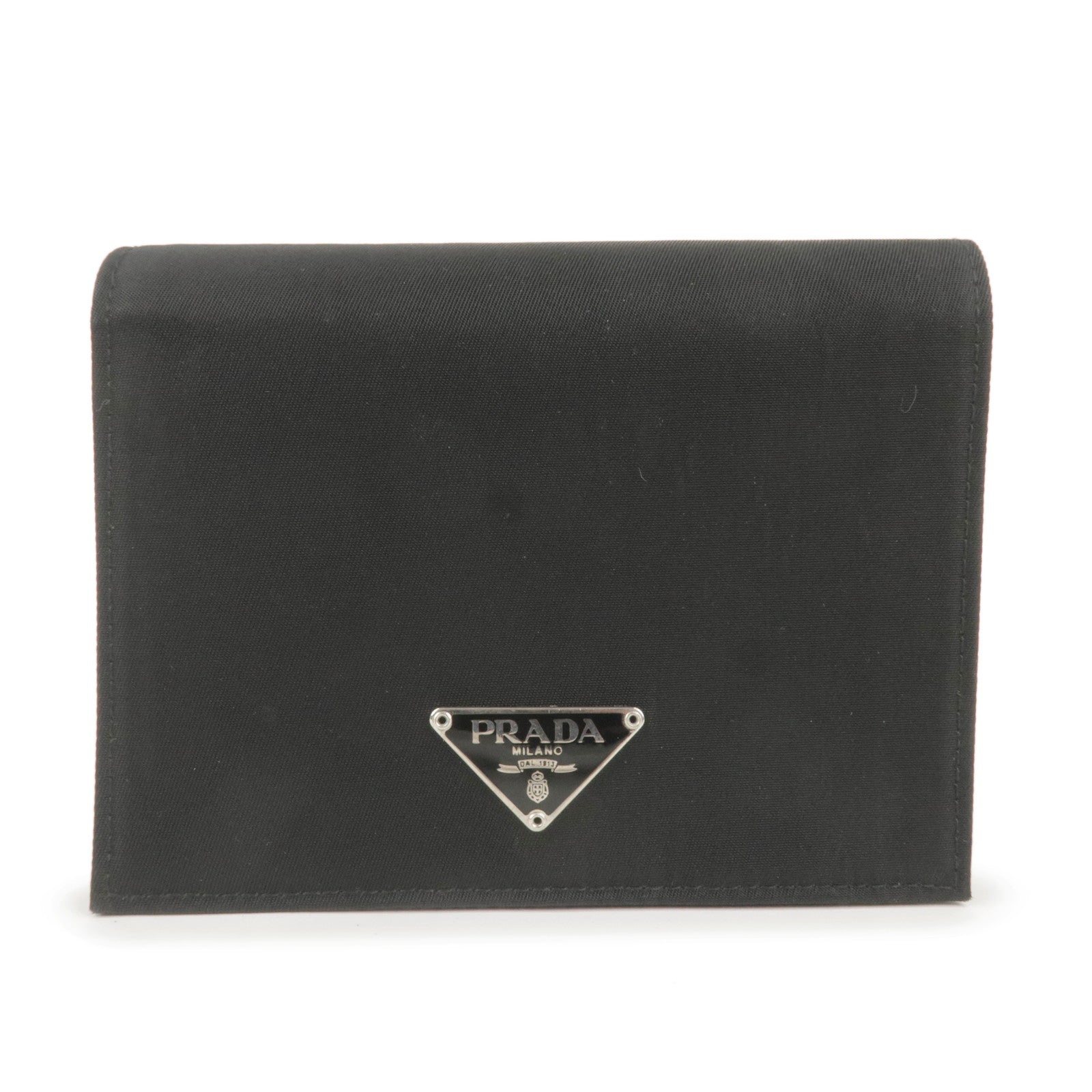 PRADA-Logo-Nylon-Bi-fold-Wallet-Black-M668