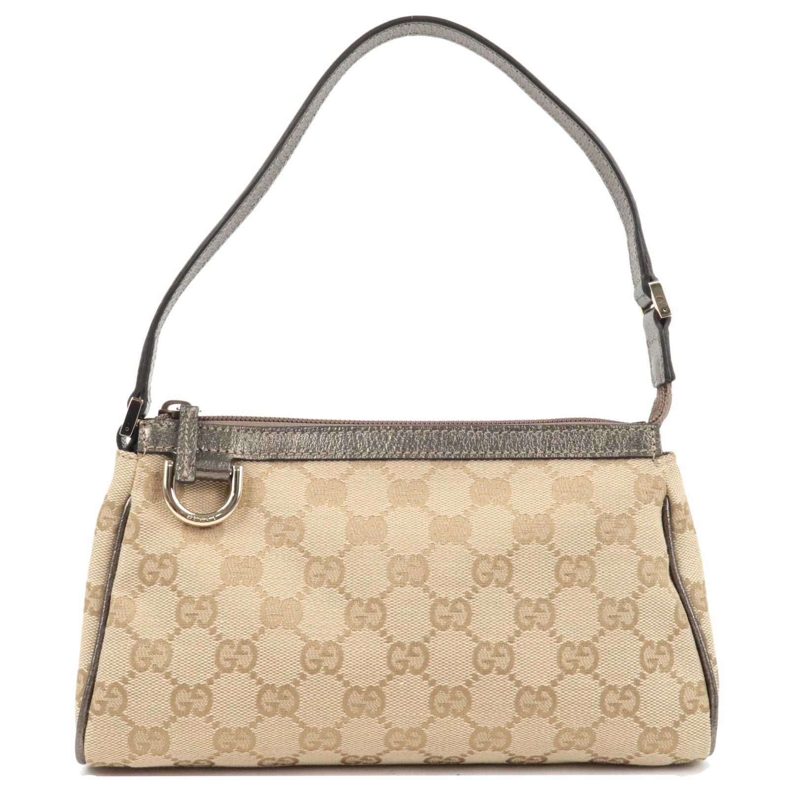 GUCCI-Abbey-GG-Canvas-Leather-Pouch-Hand-Bag-Beige-145750