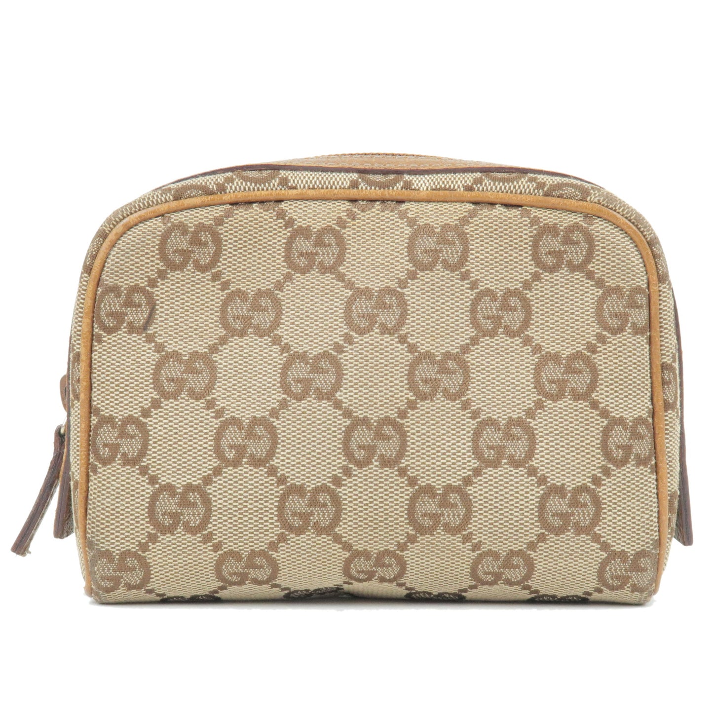 GUCCI-GG-Canvas-Leather-Pouch-Mini-Cosmetic-Bag-Brown-120978