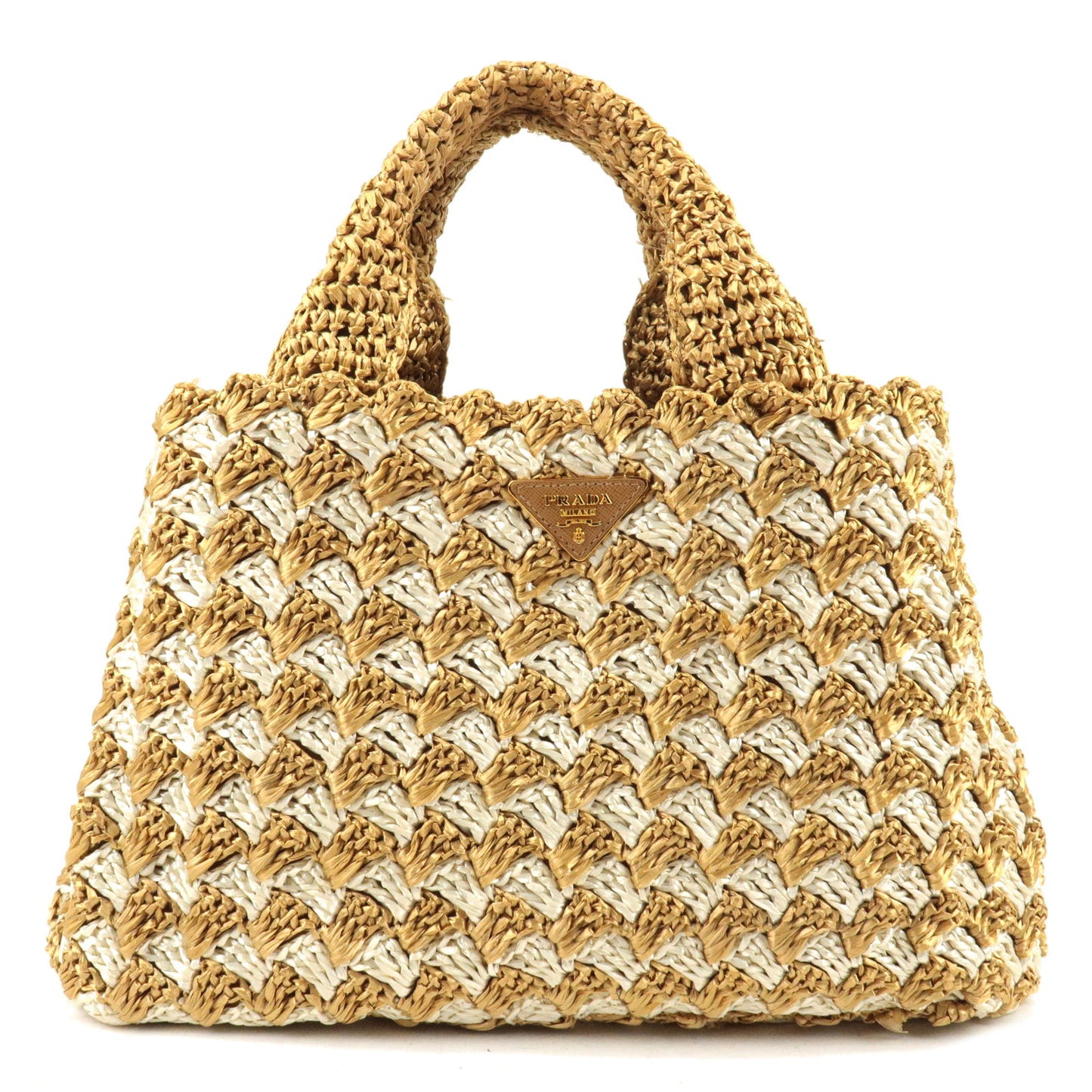 Prada Crochet Raffia Tote Bag