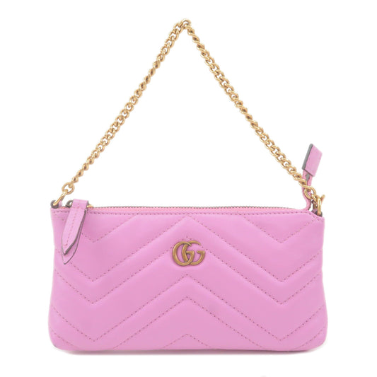GUCCI-GG-Marmont-Leather-Chain-Pouch-Hand-Bag-Purse-Pink-443129