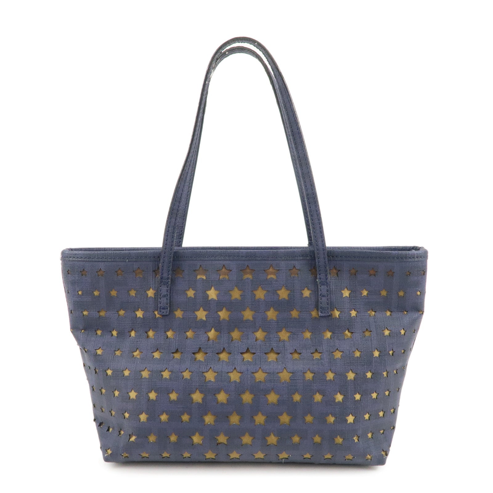 FENDI-Zucca-PVC-Canvas-Punching-Star-Tote-Bag-Navy-8BH223