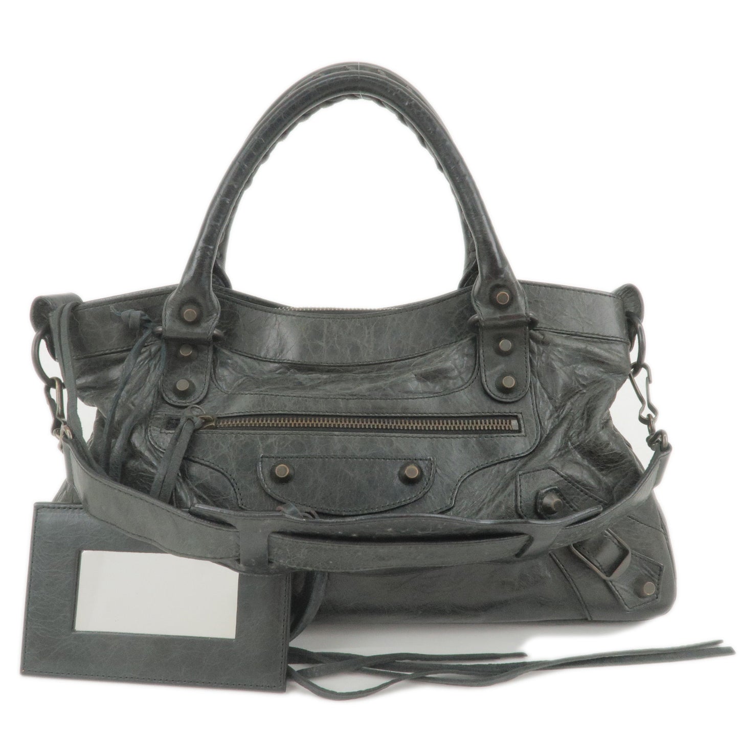 BALENCIAGA-The-First-Leather-2Way-Hand-Bag-Black-103208