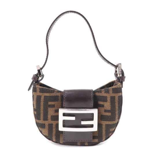 FENDI-Zucca-Canvas-Leather-Pouch-Mini-Bag-Brown-Black-26673