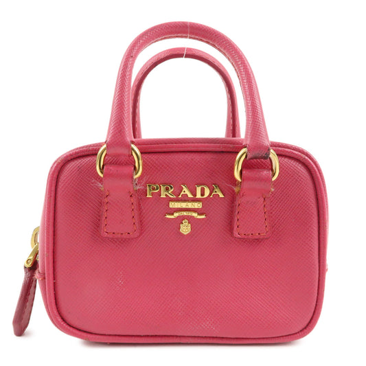 PRADA-Logo-Safiano-Leather-Mini-Hand-Bag-Mini-Pouch-Pink