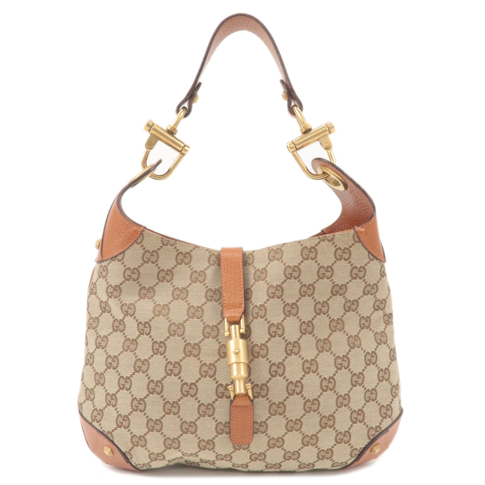 GUCCI-New-Jackie-GG-Canvas-Leather-Shoulder-Bag-Brown-120888