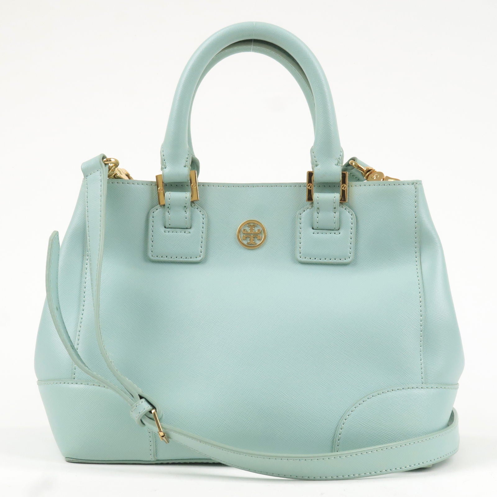 Tory Burch Leather 2WAY Bag Sholder Bag Light Blue