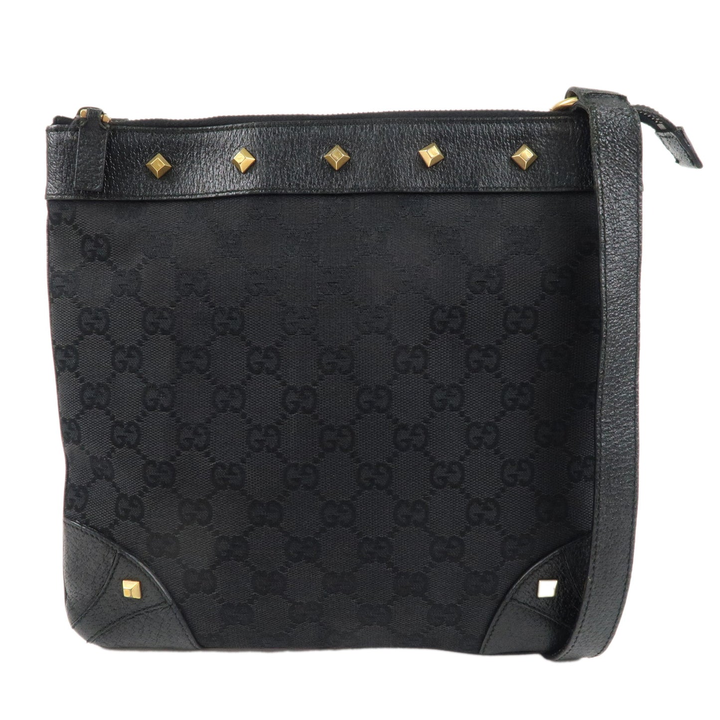 GUCCI-GG-Canvas-Leather-Shoulder-Bag-Crossbody-Bag-Black-120893