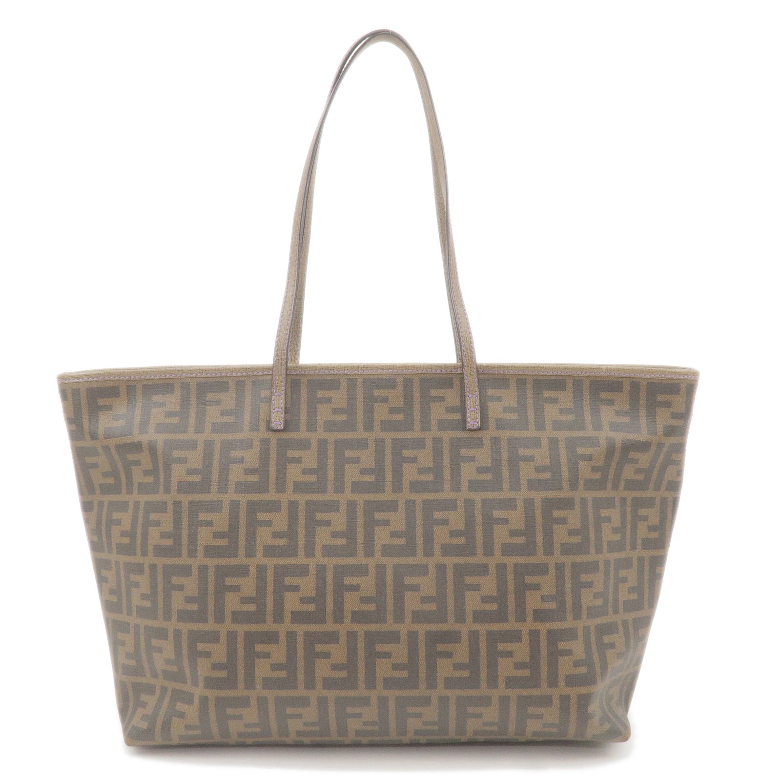 FENDI-Zucca-Print-Logo-PVC-Tote-Bag-Khaki-Black-Purple-8BH185