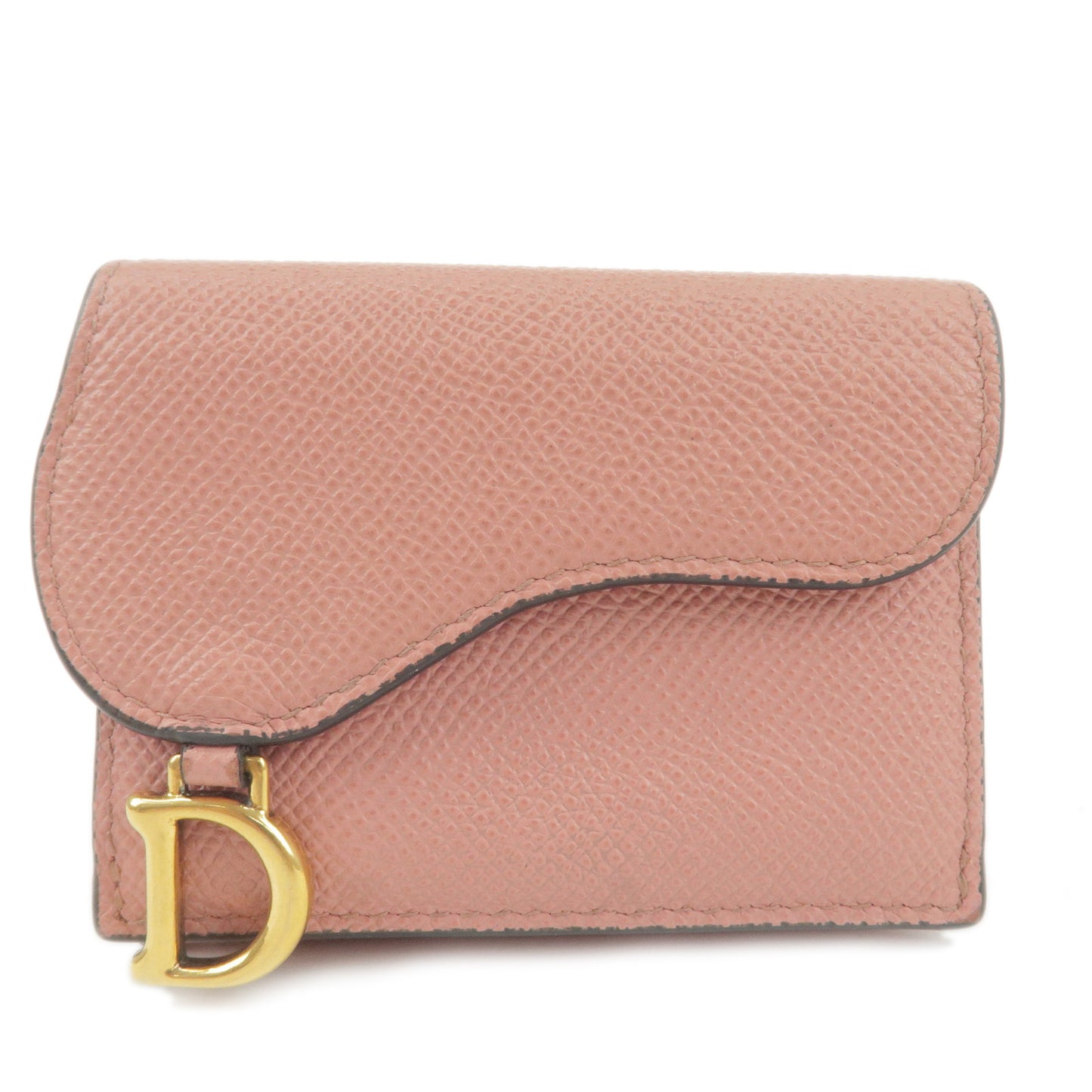 Christian-Dior-Leather-Saddle-Compact-Trifold-Wallet-Pink	