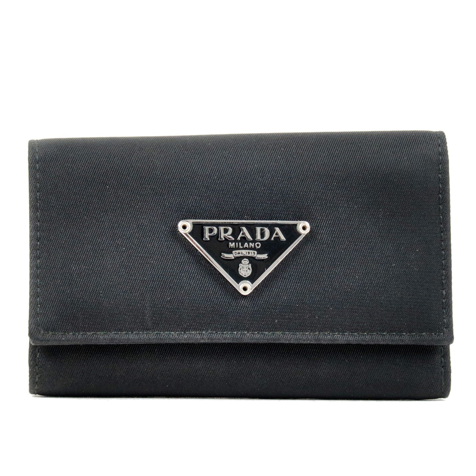 PRADA-Logo-Leather-6-Key-Case-Key-Holder-NERO-Black-M222