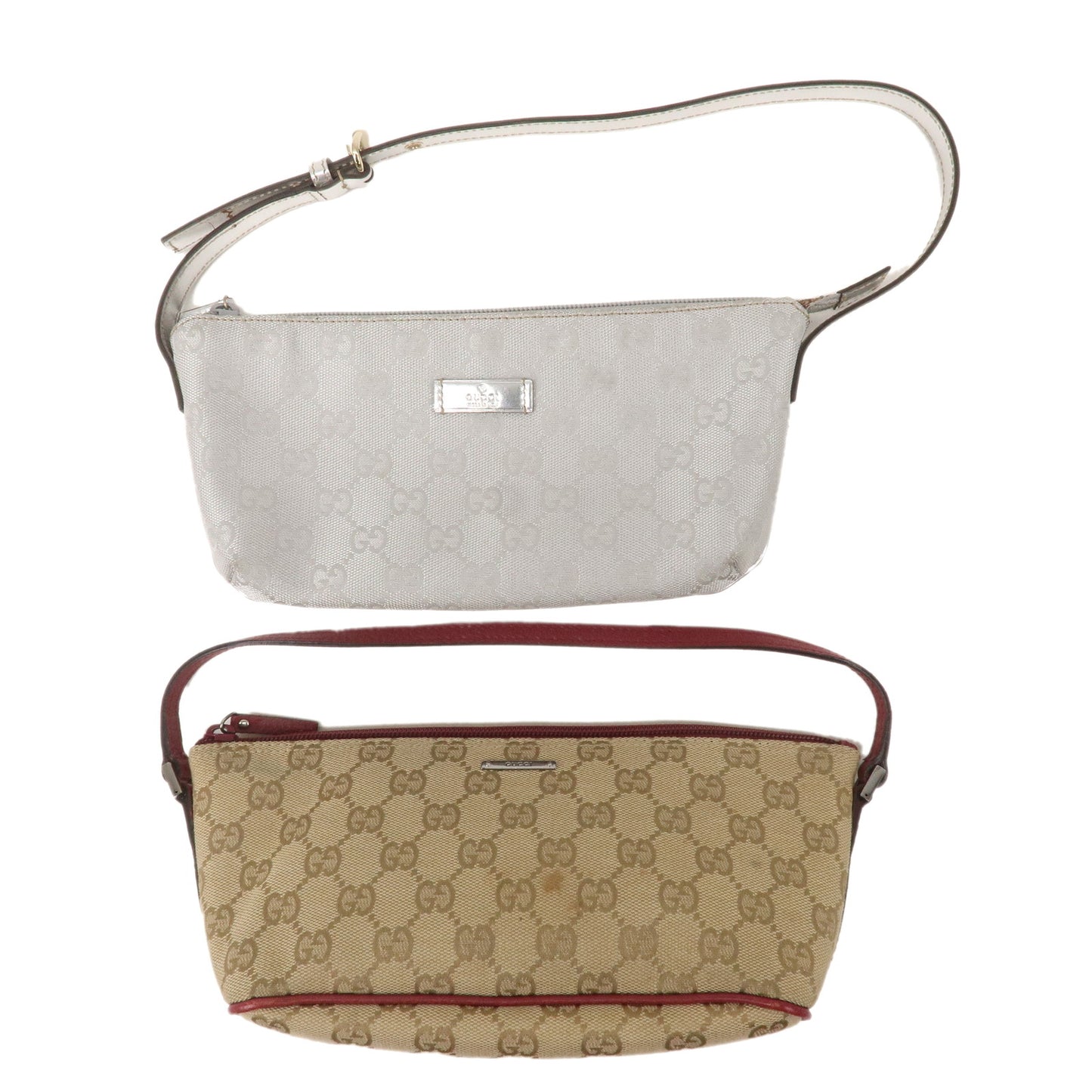 GUCCI-Boat-Bag-Set-of-2-GG-Canvas-Leather-Hand-Bag-07198-190393