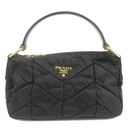 PRADA-Logo-Nylon-Enamel-Shoulder-Bag-Hand-Bag-Black-BR3774