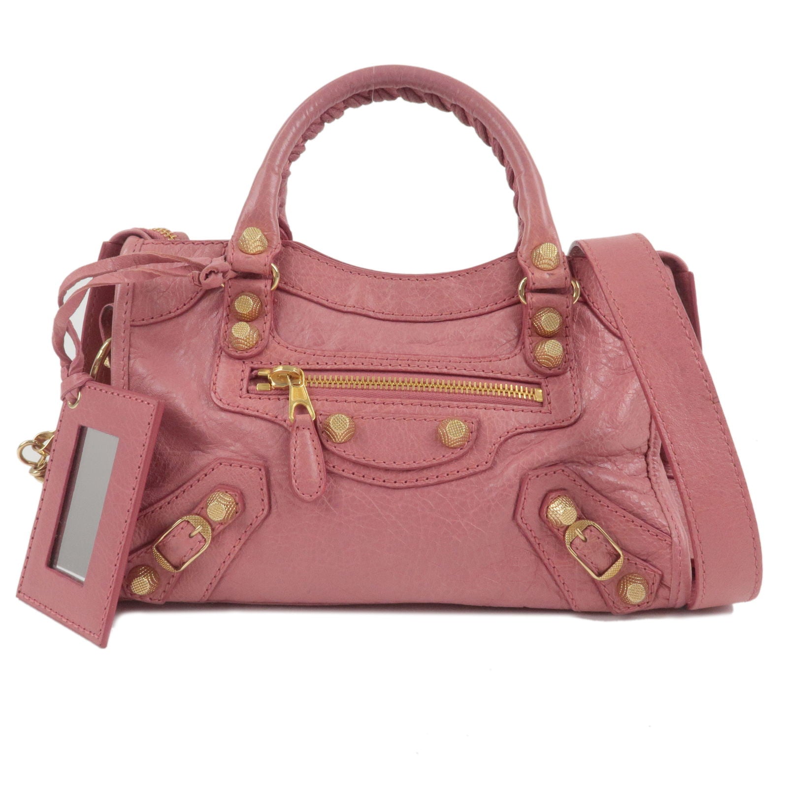 BALENCIAGA-Giant-Mini-City-Leather-2Way-Hand-Bag-Pink-309544