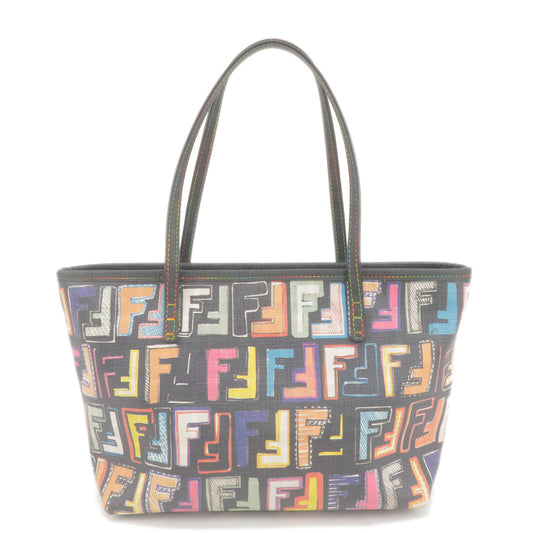 FENDI-Zucca-Print-Logo-PVC-Tote-Bag-Multi-Color-Black-8BH223