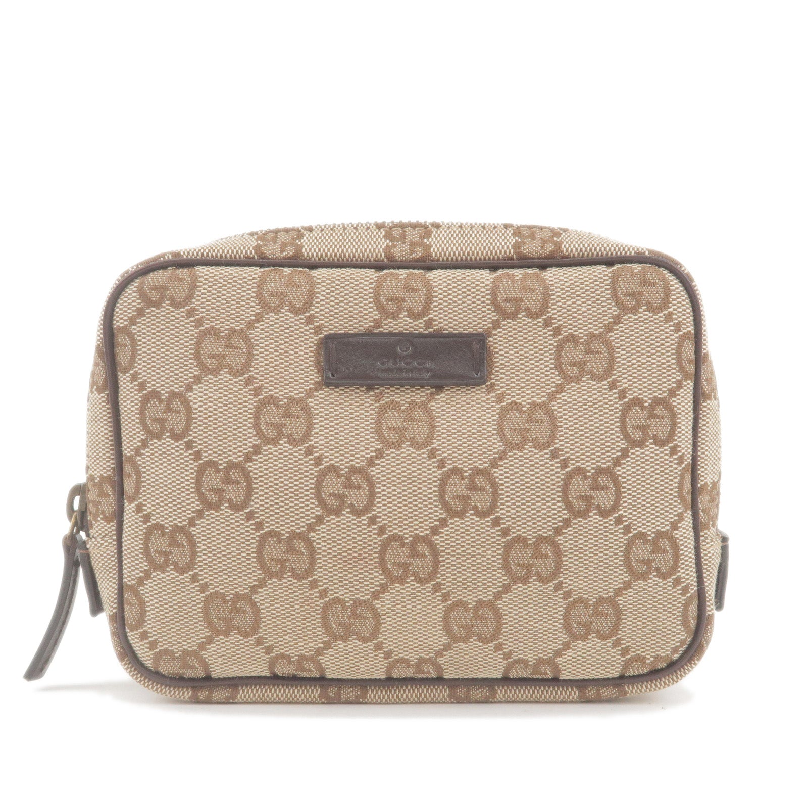 GUCCI-GG-Canvas-Leather-Mini-Pouch-Cosmetic-Bag-Brown-106647