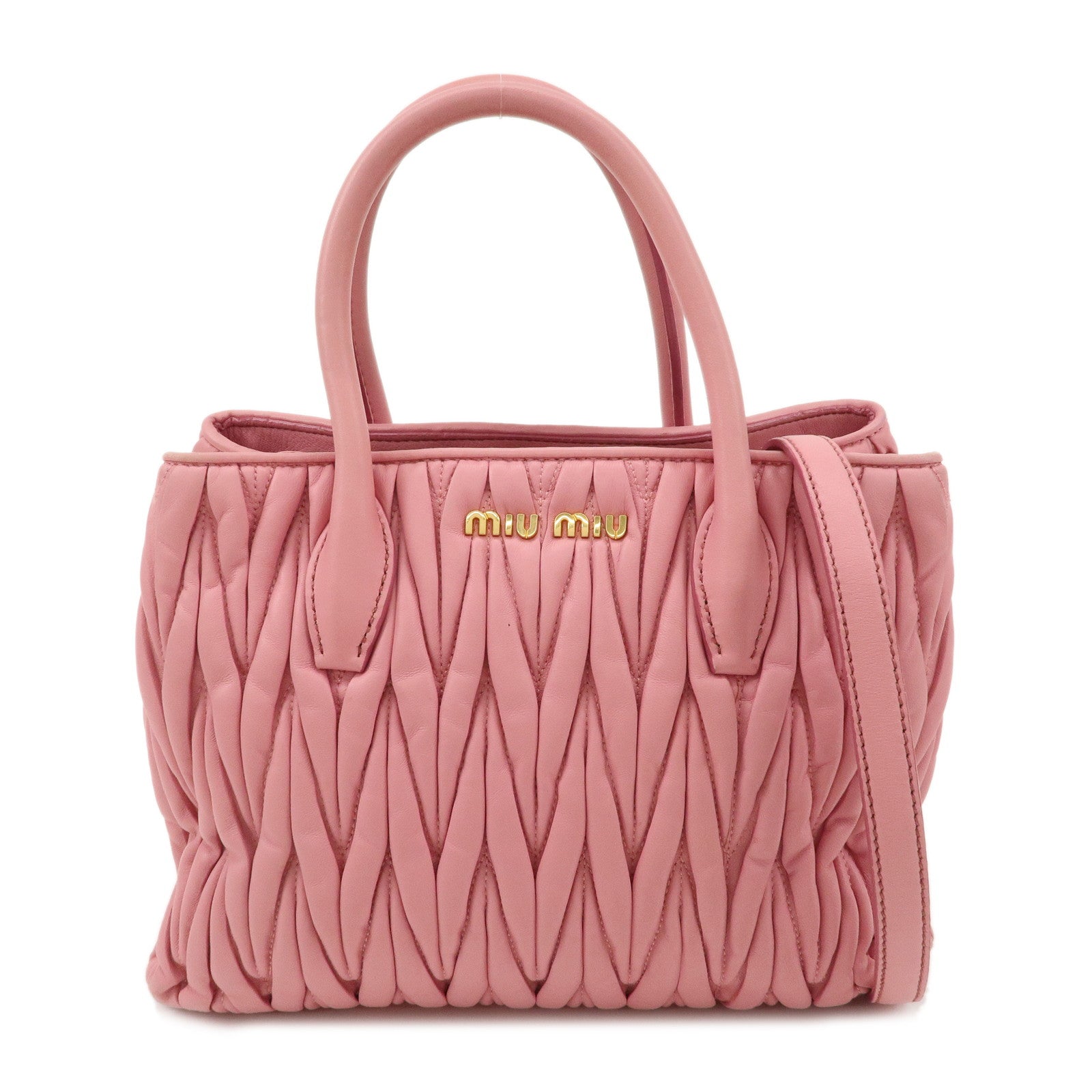 MIU-MIU-Matelasse-Leather-2Way-Shoulder-Hand-Bag-Pink-RN1069