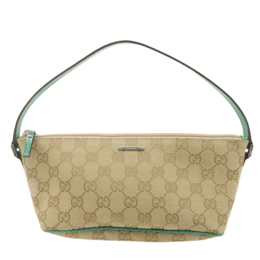 GUCCI-GG-Canvas-Leather-Boat-Bag-Hand-Bag-Pouch-Beige-Green-7198