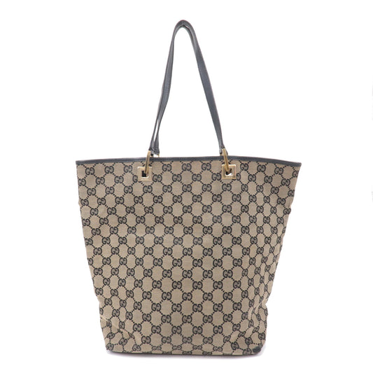 GUCCI-GG-Canvas-Leather-Tote-Bag-Hand-Bag-Beige-Navy-002・1098
