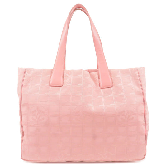 CHANEL-Travel-Line-Nylon-Jacquard-Leather-Tote-Bag-MM-Pink-A15991