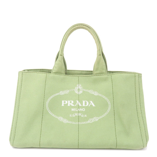 PRADA-Canapa-Canvas-Tote-Bag-Hand-Bag-Green-B1877B
