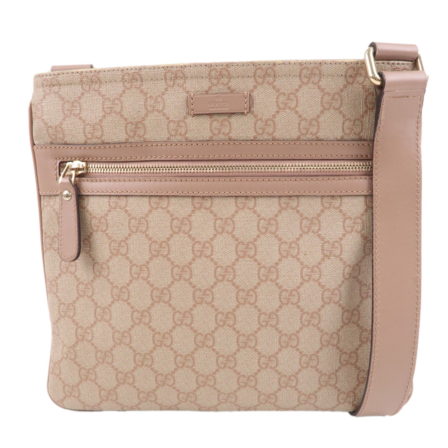 GUCCI-GG-Supreme-Leather-Shoulder-Bag-Pink-Beige-295257