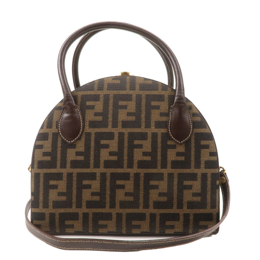 FENDI-Zucca-Canvas-Leather-2WAY-Handbag-Shoulder-Bag