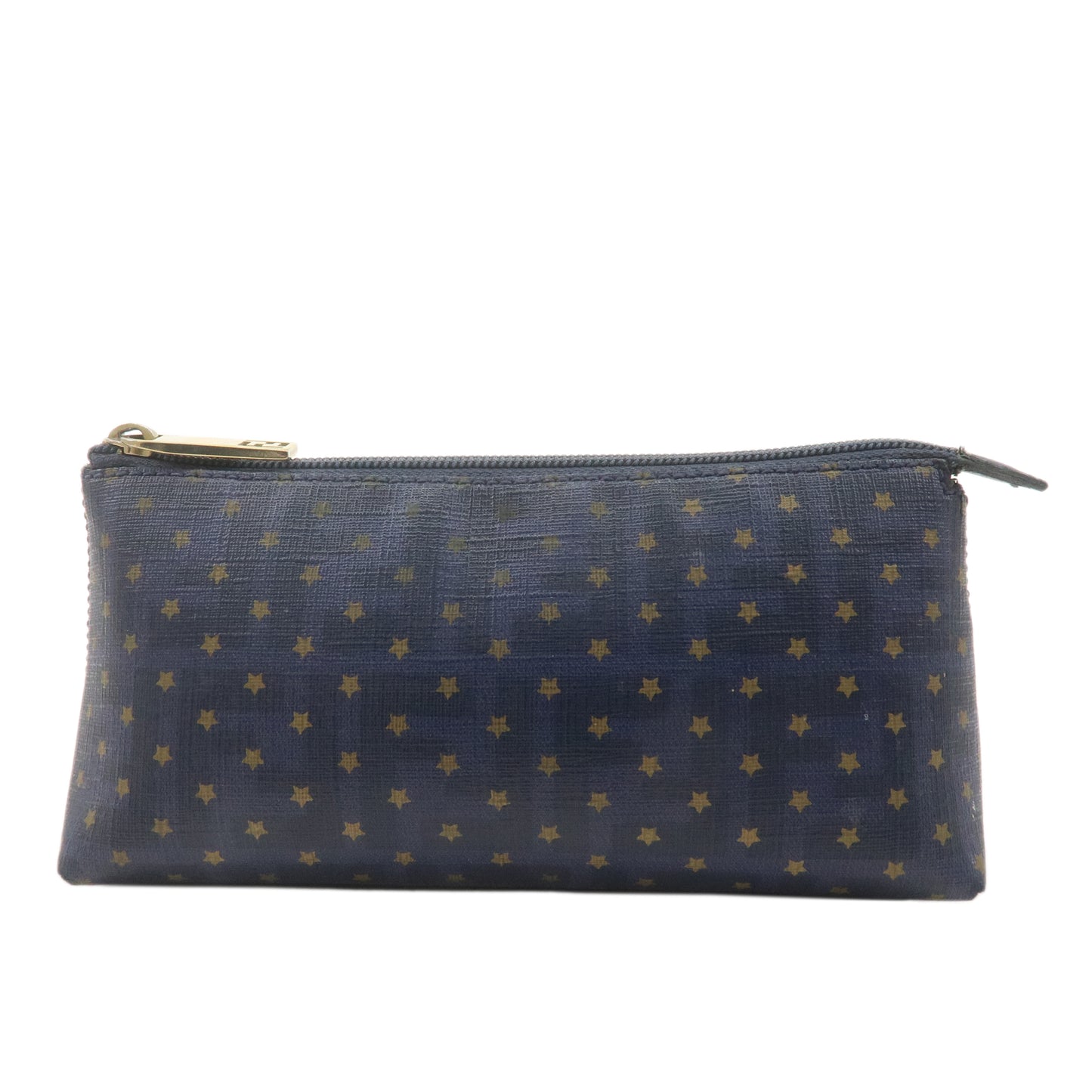 FENDI Zucca PVC Leather Star Print Cosmetic Pouch Navy 7N0038
