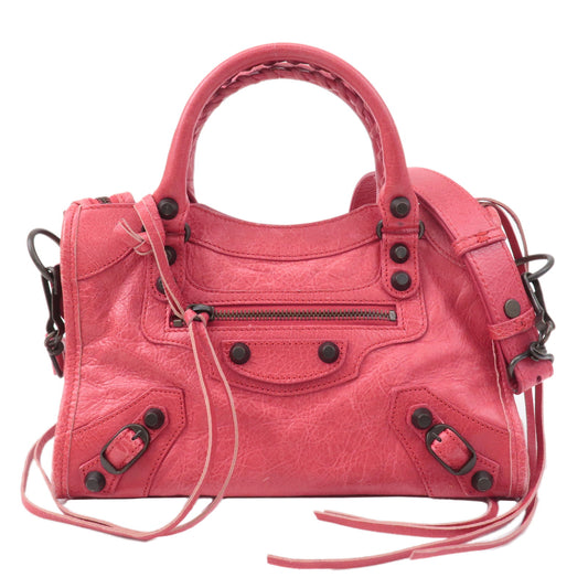 BALENCIAGA-Classic-Mini-City-Leather-2Way-Hand-Bag-Pink-300295