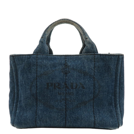 PRADA-Logo-Canapa-Mini-Denim-Hand-Bag-Tote-Bag-Blue-BN2439