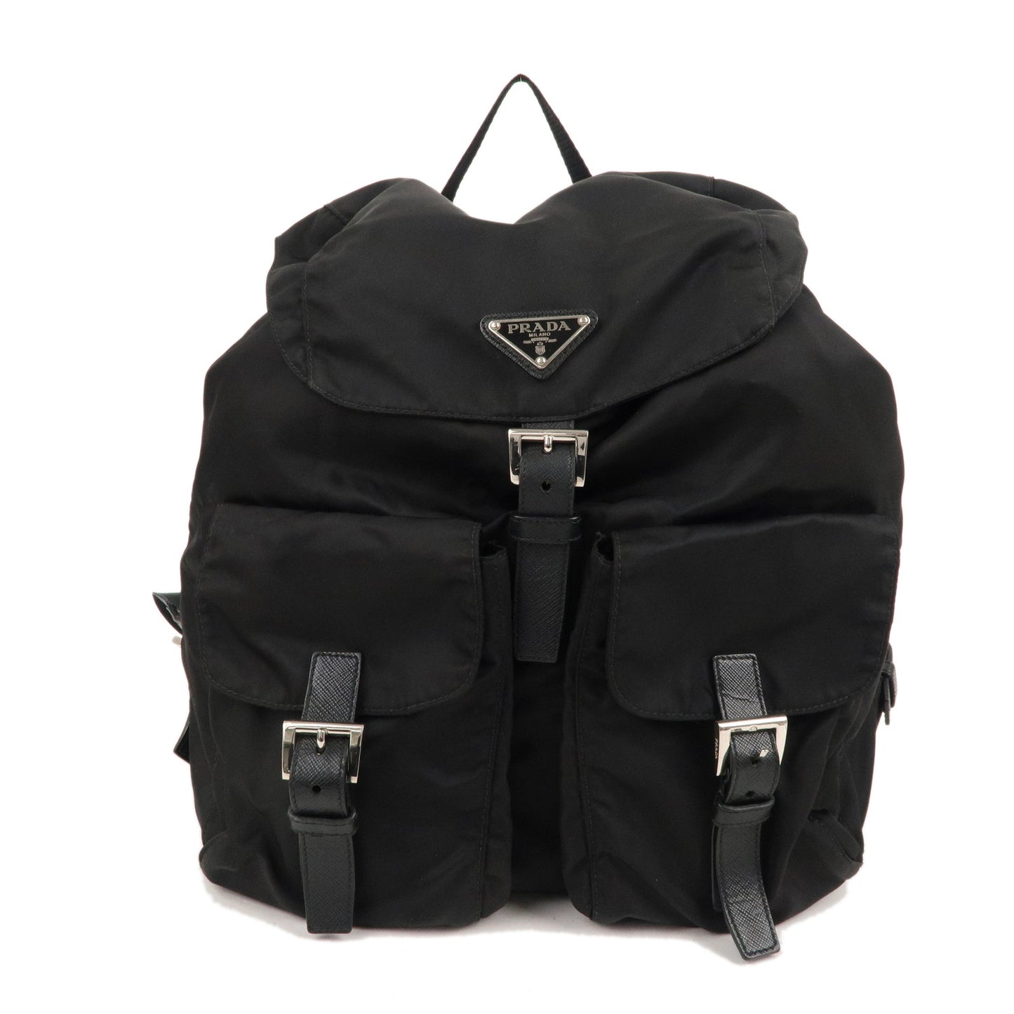 PRADA Nylon Leather Back Pack Black