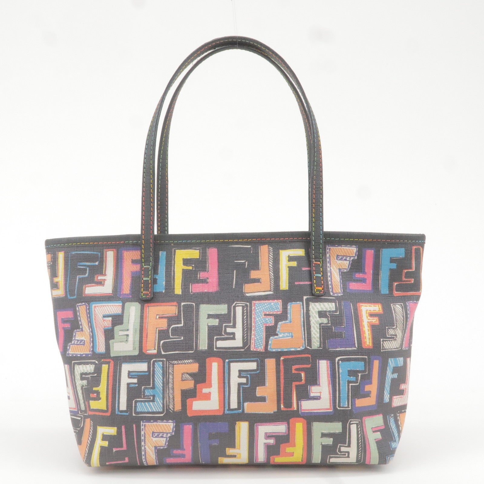 FENDI-Zucca-Logo-Print-PVC-Tote-Bag-Multi-Color-Black-8BH223 – dct