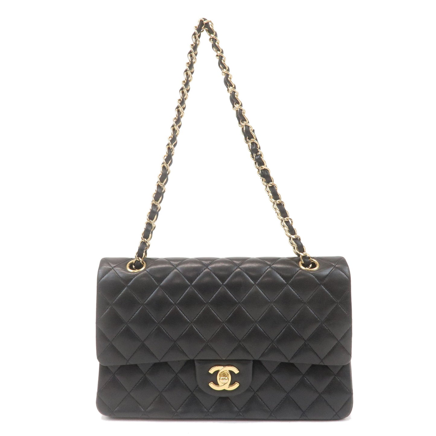 CHANEL Matelasse 25 Lamb Skin Double Flap Shoulder Bag A01112