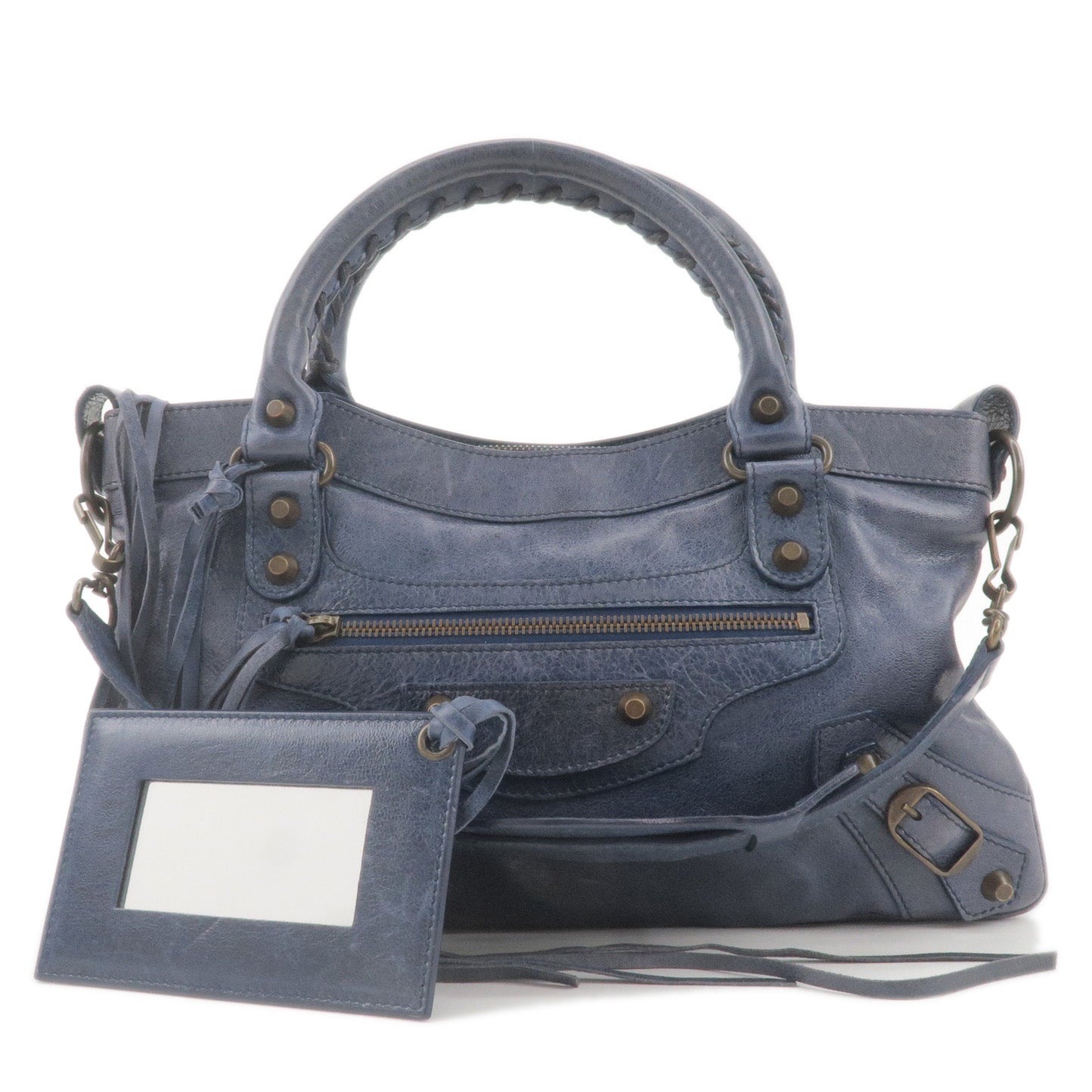 BALENCIAGA-The-First-Leather-2Way-Bag-Hand-Bag-Navy-Blue-103208