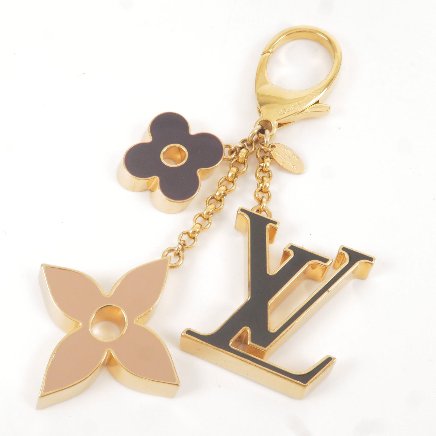 Louis Vuitton Fleur de Monogram LV Logo Bag Charm Gold M67119