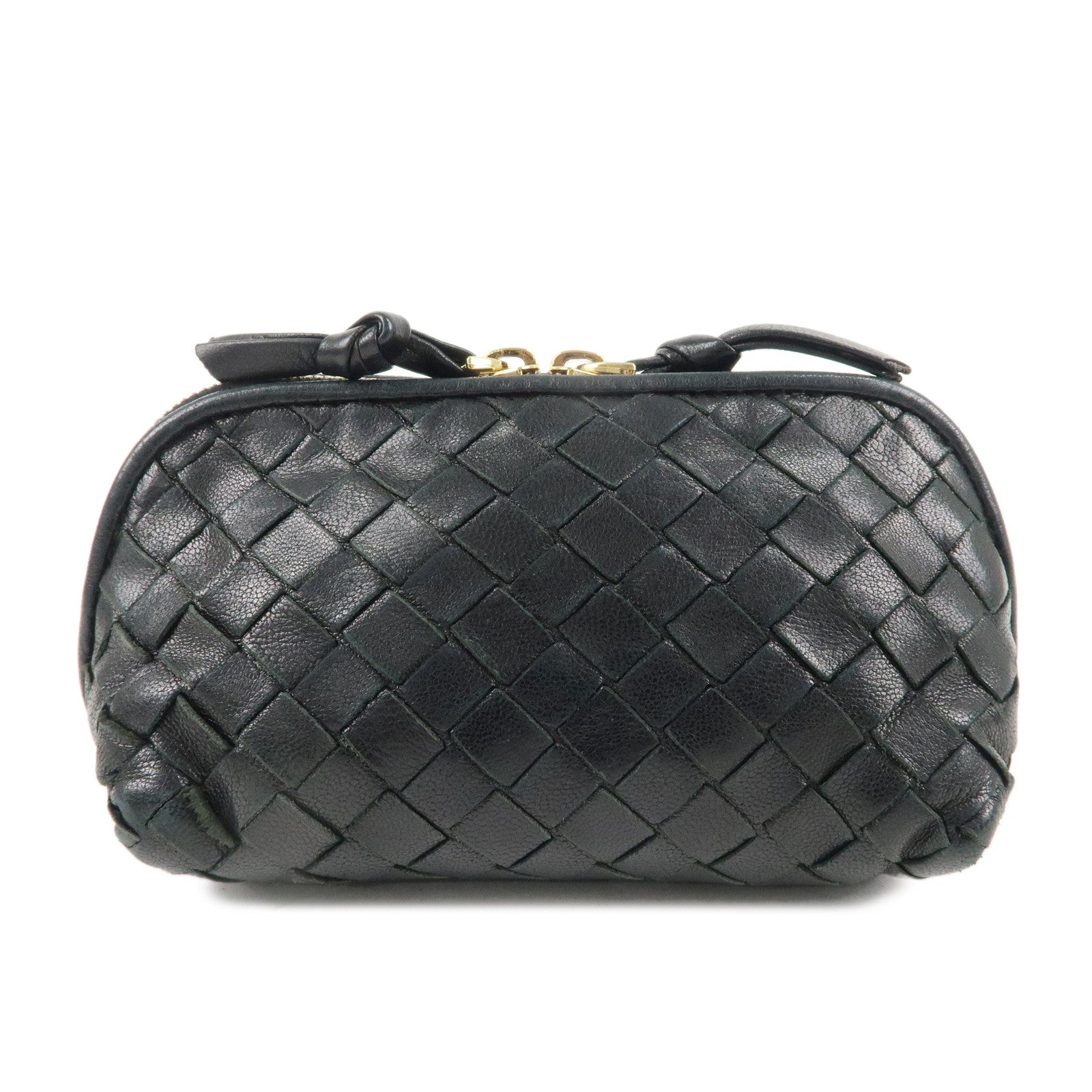 BOTTEGA VENETA Intrecciato Leather Pouch Cosmetic Pouch Black