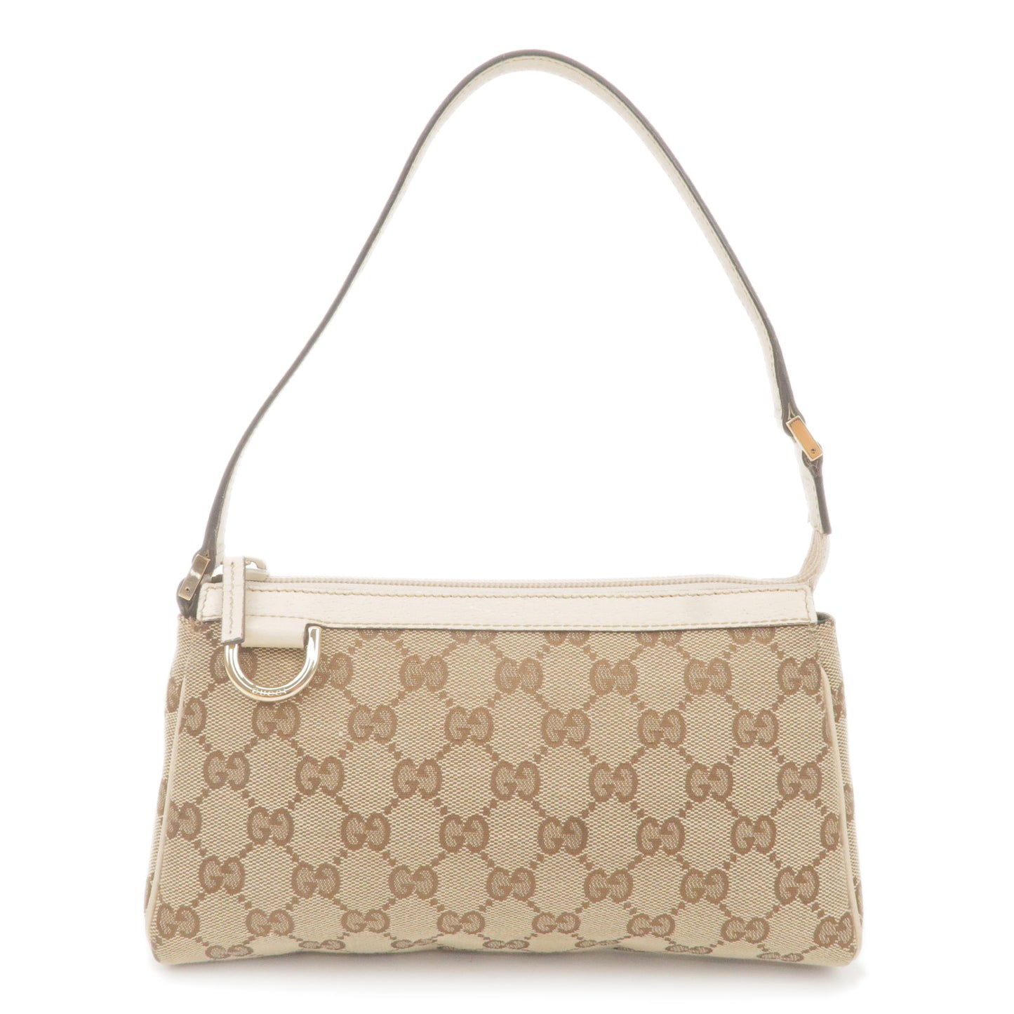 GUCCI-Abbey-GG-Canvas-Leather-Hand-Bag-Pouch-Beige-145750